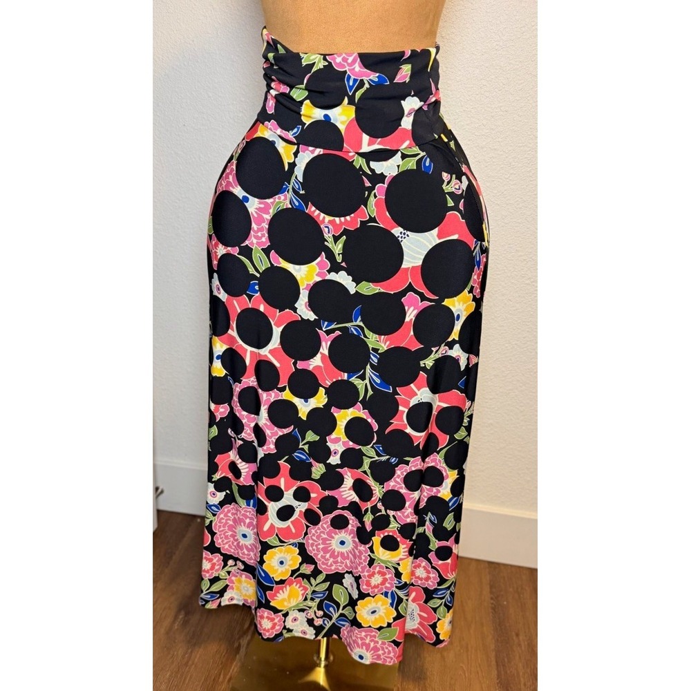 LuLaRoe XXS Multicolor Floral Polka Dot Knit High Rise Midi Pencil Skirt
